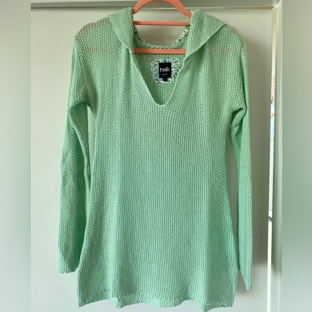 Twik l Mint Knit Hooded Sweater